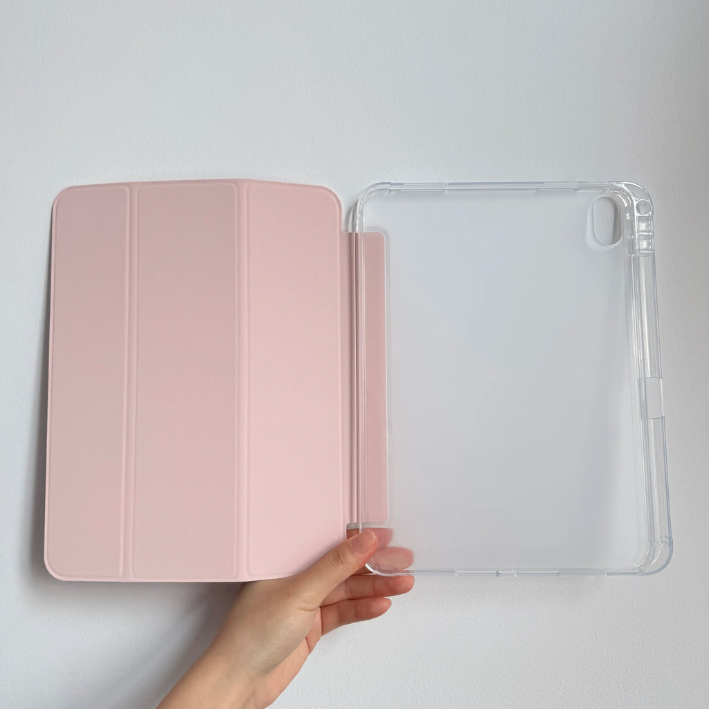 Simple Solid Pink White Black Case for Ipad A16 2025 / Ipad Air 6/ Ipad Mini 6, Slim Stand Cover with Soft Translucent Frosted Back Pencil Slot, for Samsung Galaxy Tab S9 Tablet Cases, Accessories, Leather