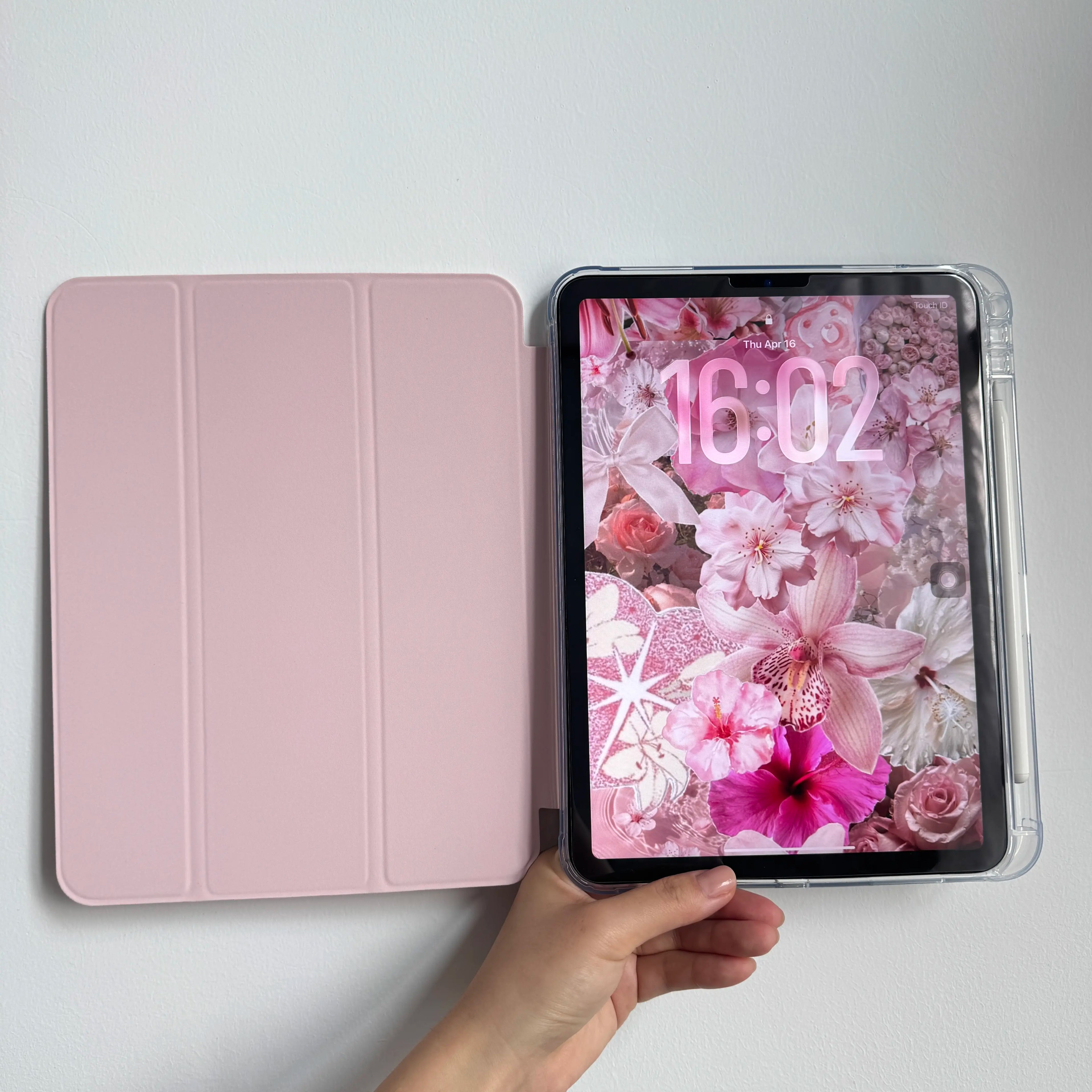 Simple Solid Pink White Black Case for Ipad A16 2025 / Ipad Air 6/ Ipad Mini 6, Slim Stand Cover with Soft Translucent Frosted Back Pencil Slot, for Samsung Galaxy Tab S9 Tablet Cases, Accessories, Leather