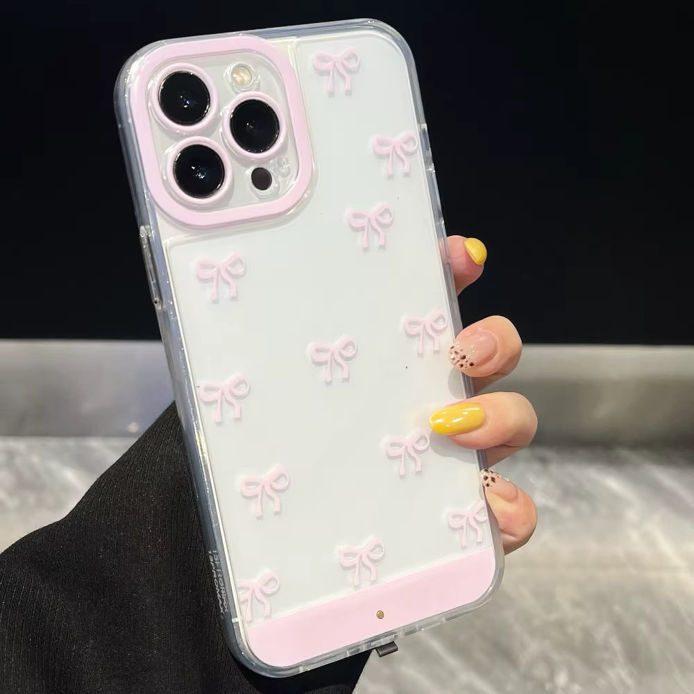 Change Color Luminous Call Light up Flash Bowknot Phone Case for Iphone 16 15 13 12 11 14 17 Pro Max plus Air Shockproof Cover