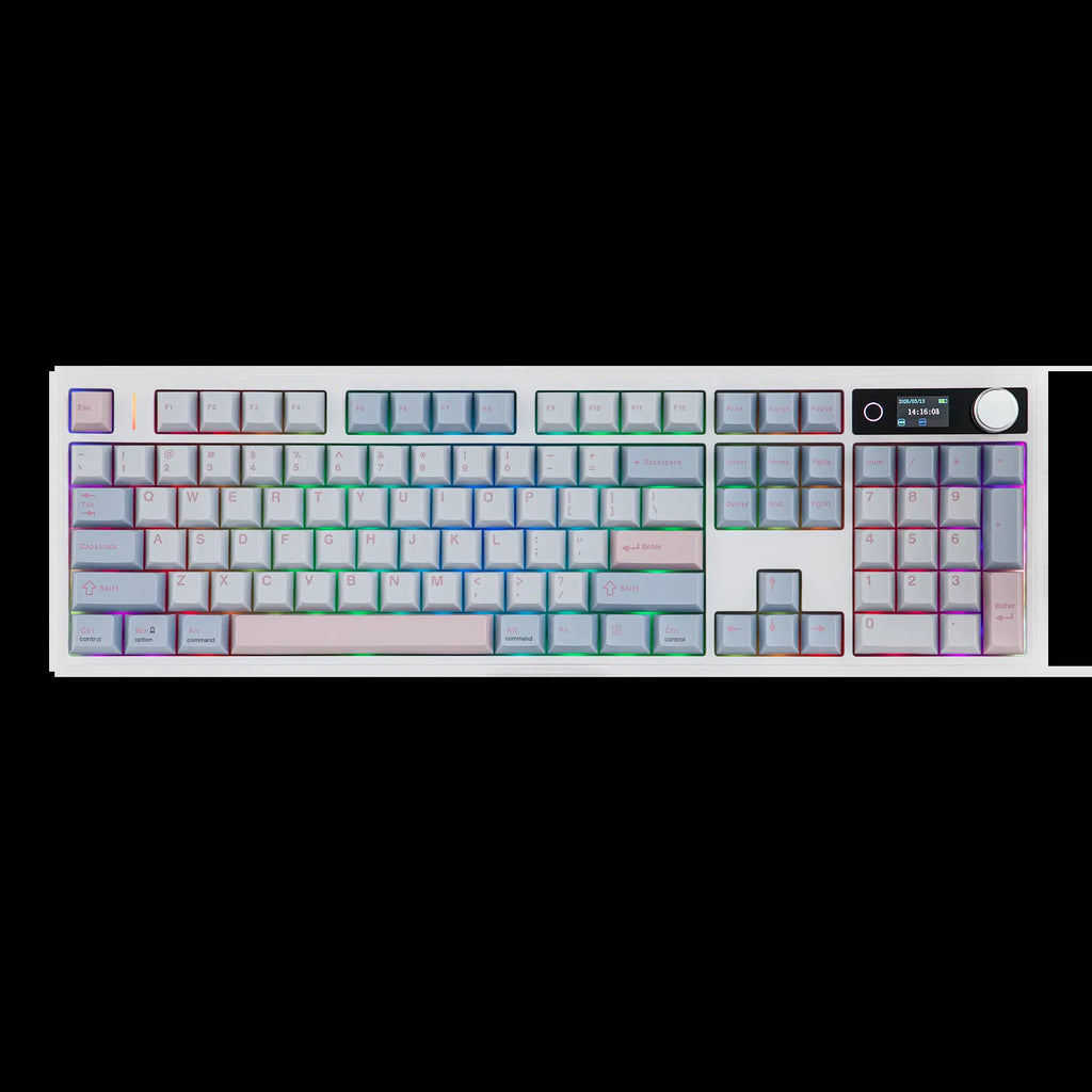 EPOMAKER TH108 V2 PRO Full Size Mechanical Keyboard with Screen & Knob, 10000Mah, Bt/2.4Ghz, Mac Modifier PBT Keycap, Hot Swap, RGB Light, 5-Padding Gasket, Wireless Gaming Keyboard for Mac/Pc