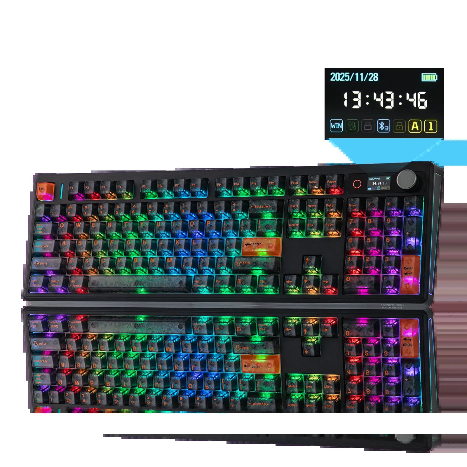 EPOMAKER TH108 V2 PRO Full Size Mechanical Keyboard with Screen & Knob, 10000Mah, Bt/2.4Ghz, Mac Modifier PBT Keycap, Hot Swap, RGB Light, 5-Padding Gasket, Wireless Gaming Keyboard for Mac/Pc
