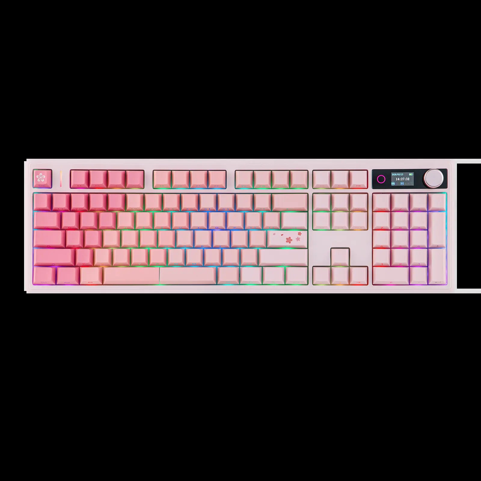 EPOMAKER TH108 V2 PRO Full Size Mechanical Keyboard with Screen & Knob, 10000Mah, Bt/2.4Ghz, Mac Modifier PBT Keycap, Hot Swap, RGB Light, 5-Padding Gasket, Wireless Gaming Keyboard for Mac/Pc