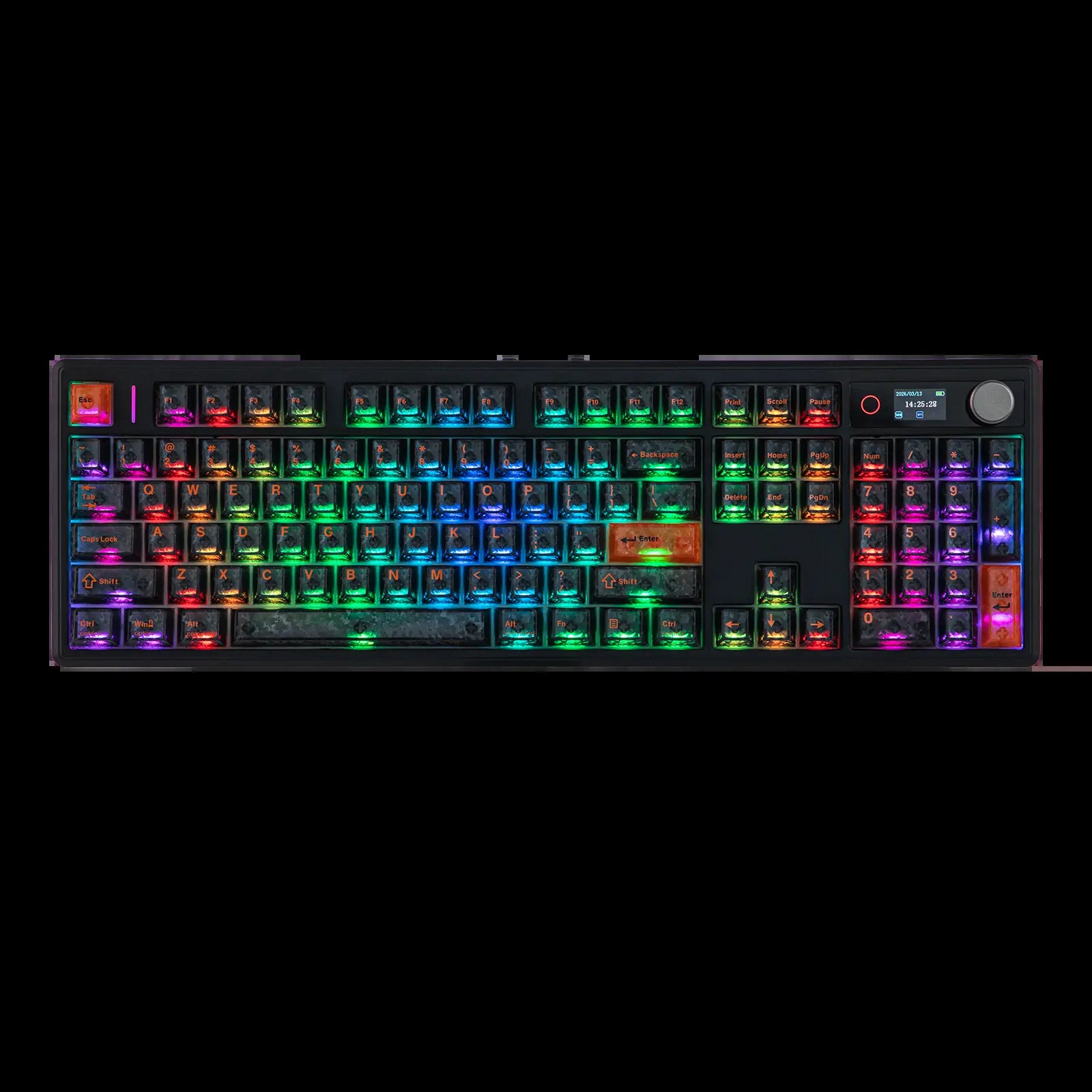 EPOMAKER TH108 V2 PRO Full Size Mechanical Keyboard with Screen & Knob, 10000Mah, Bt/2.4Ghz, Mac Modifier PBT Keycap, Hot Swap, RGB Light, 5-Padding Gasket, Wireless Gaming Keyboard for Mac/Pc